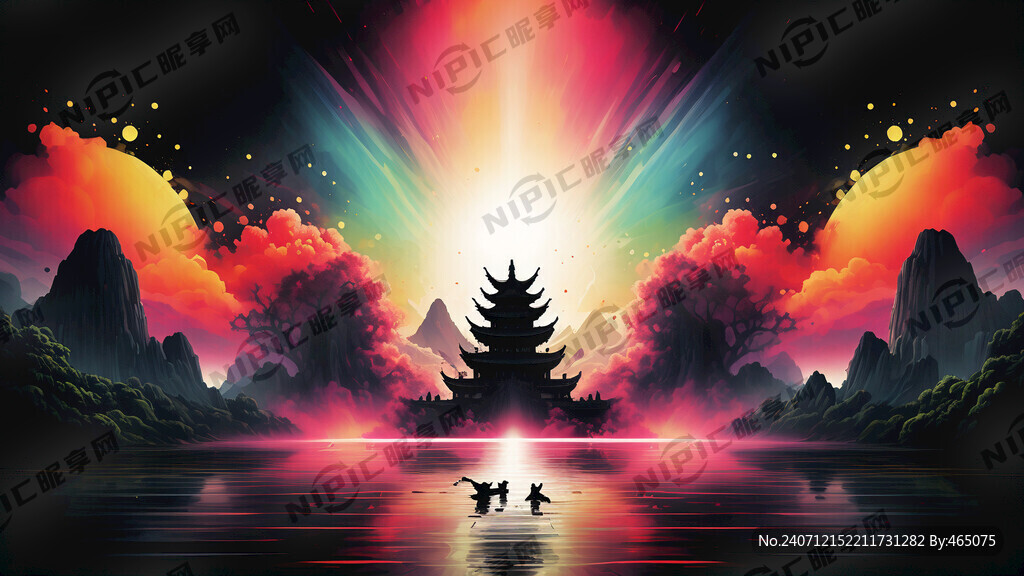 十分简洁的彩色炫光 背景是黑色