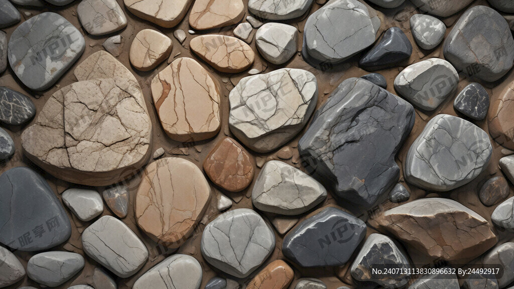 石头 鹅软石头 规整有序排列