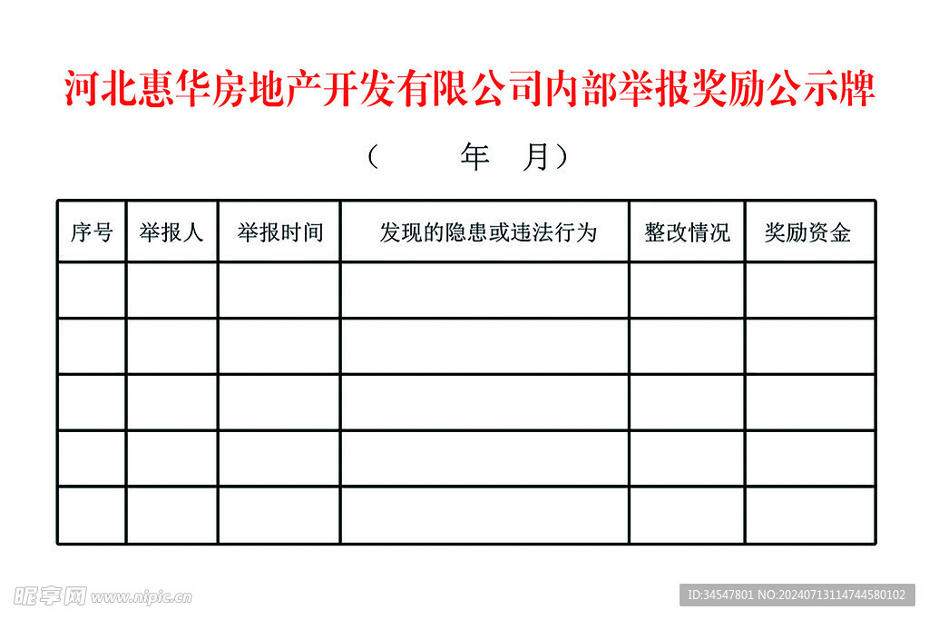 内部举报公示牌