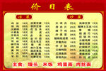 各种小菜价目表