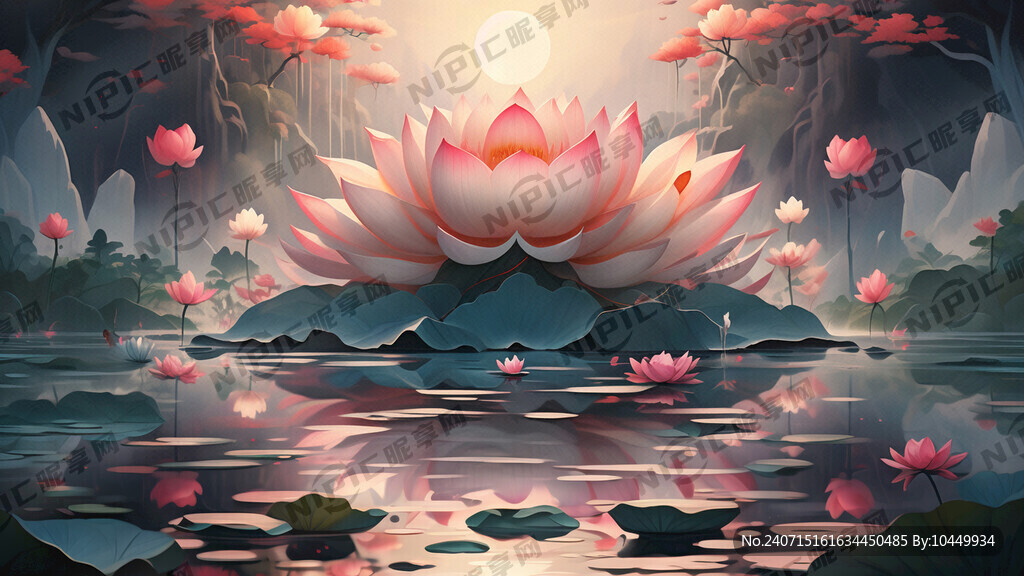 莲花 荷花 创意 颜色丰富