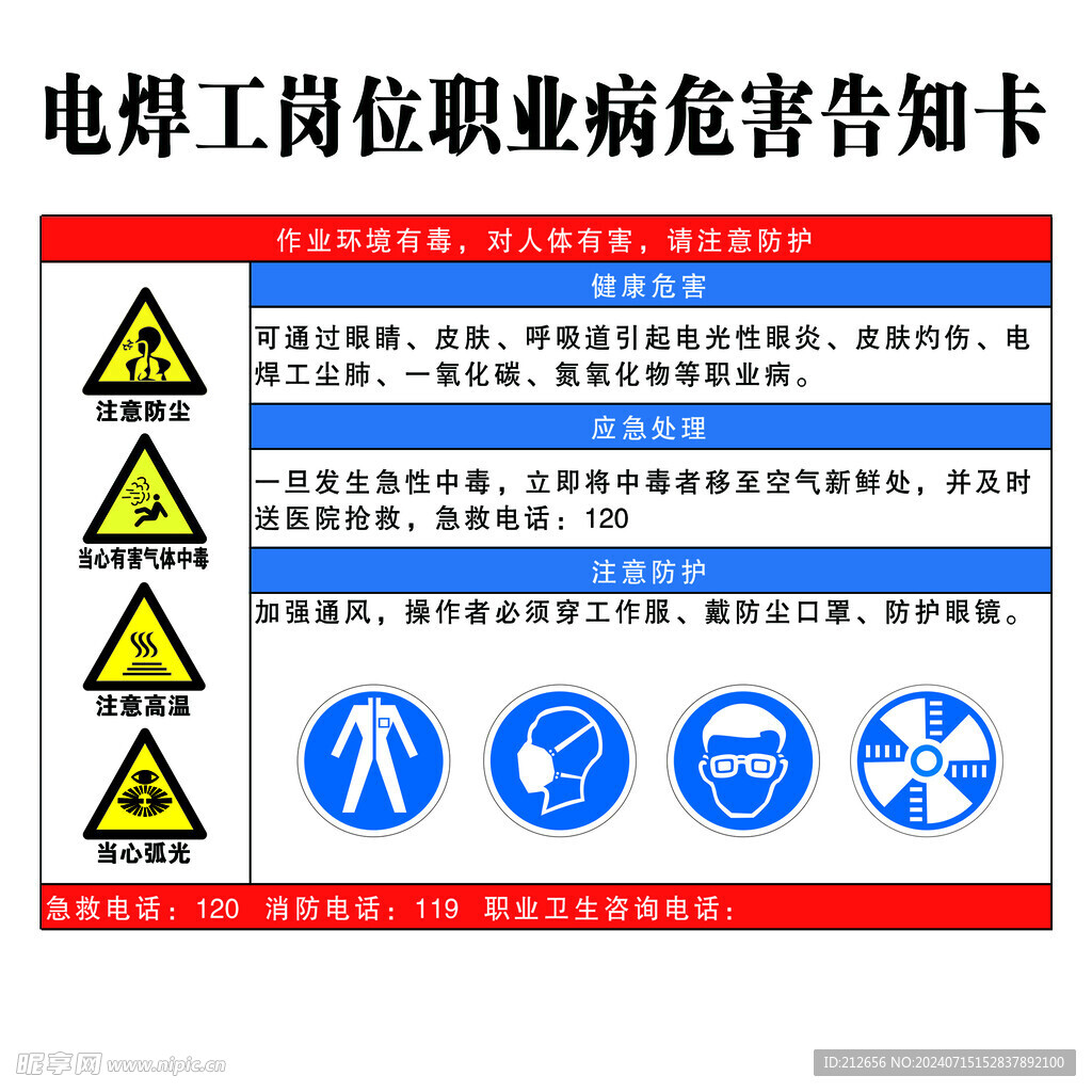 职业危害电焊工告知卡