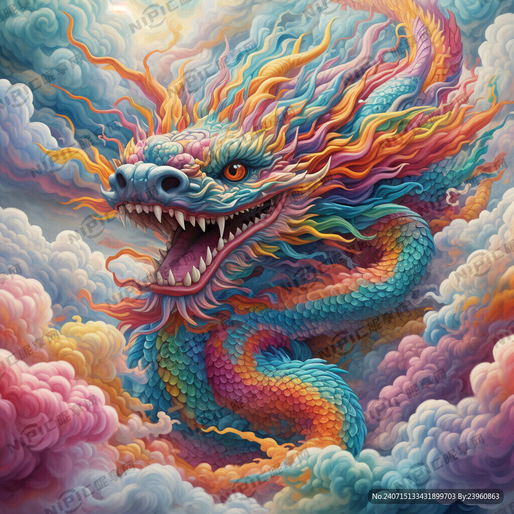 腾云彩色龙
