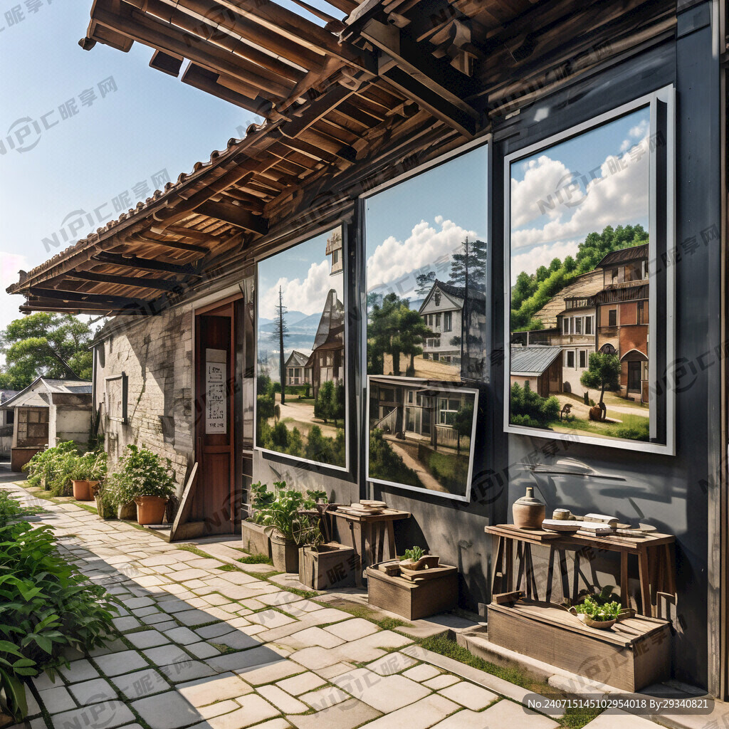 旧村旧貌的图片展板