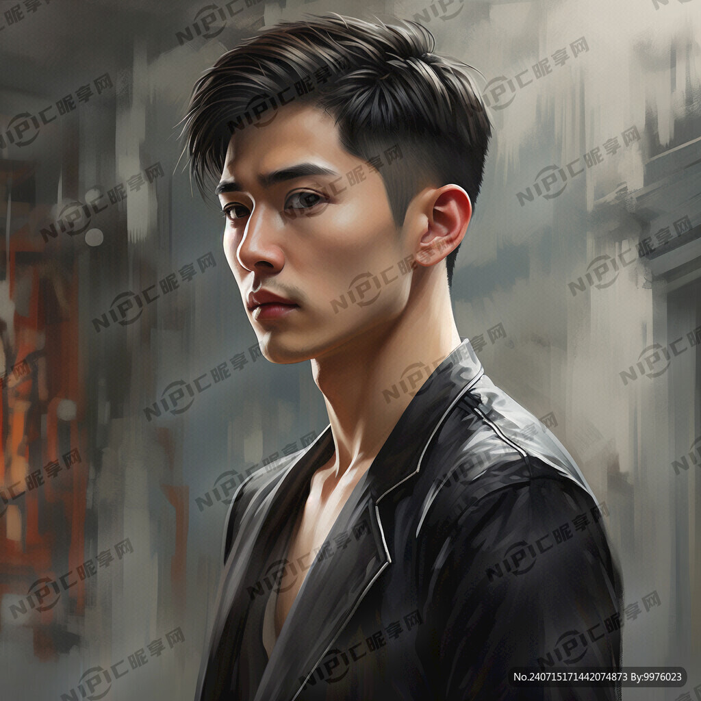 帅气男性 侧脸 短发 脸部廋