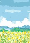 田园油菜花水彩画