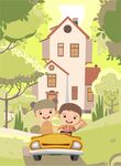 孩子们开着小车