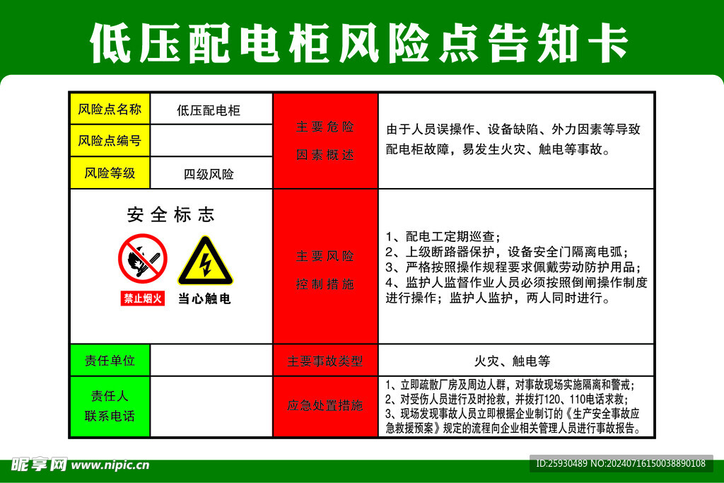 低压电柜风险点告知卡