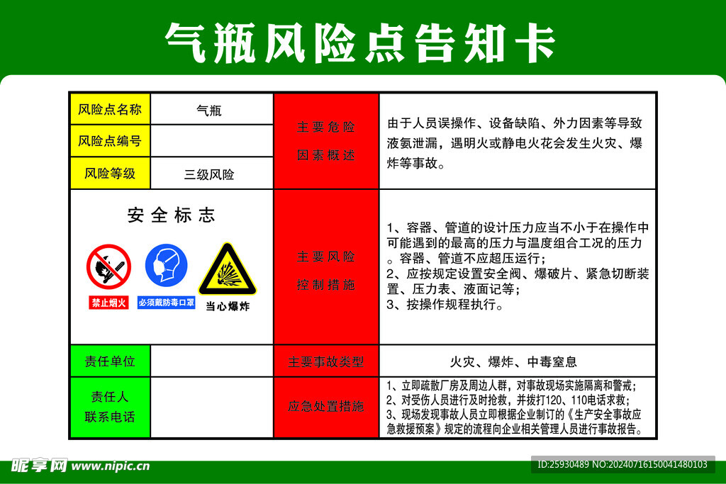 气瓶风险点告知卡