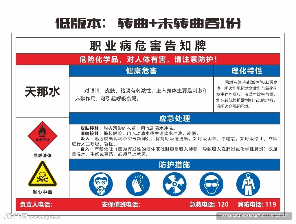 天那水职业危害告知牌