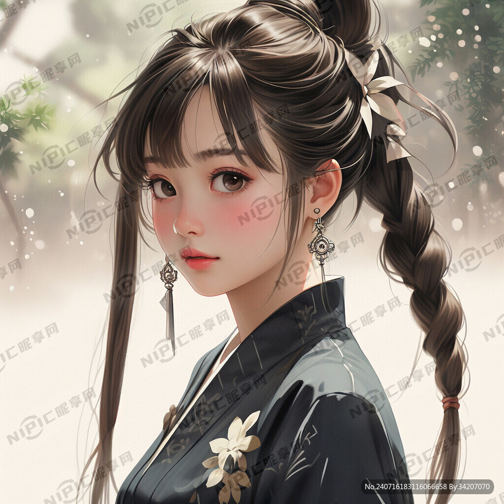 圆脸长发马尾女孩