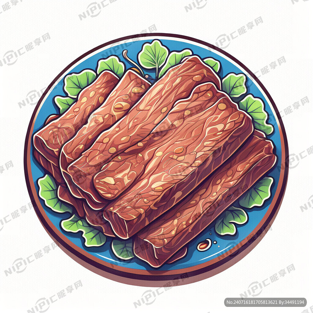 长条风干牛肉干卡通