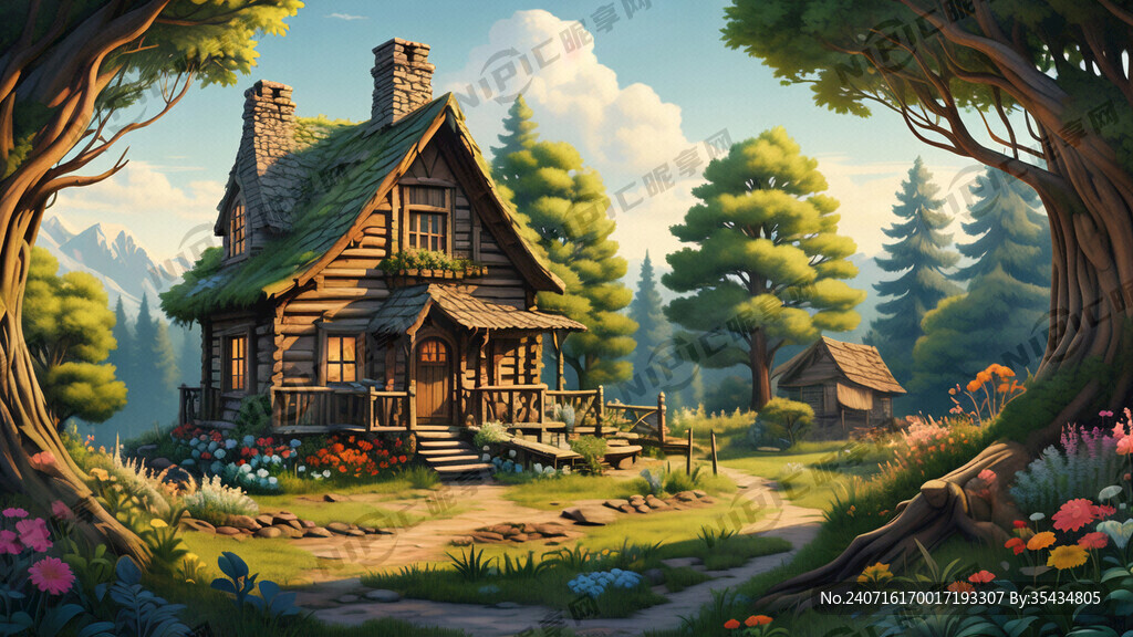 森林梦幻小屋 情景剧的背景