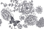 复古线描花卉背景