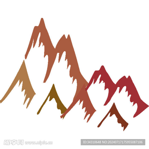 卡通手绘高山群山峰户外大山轮廓