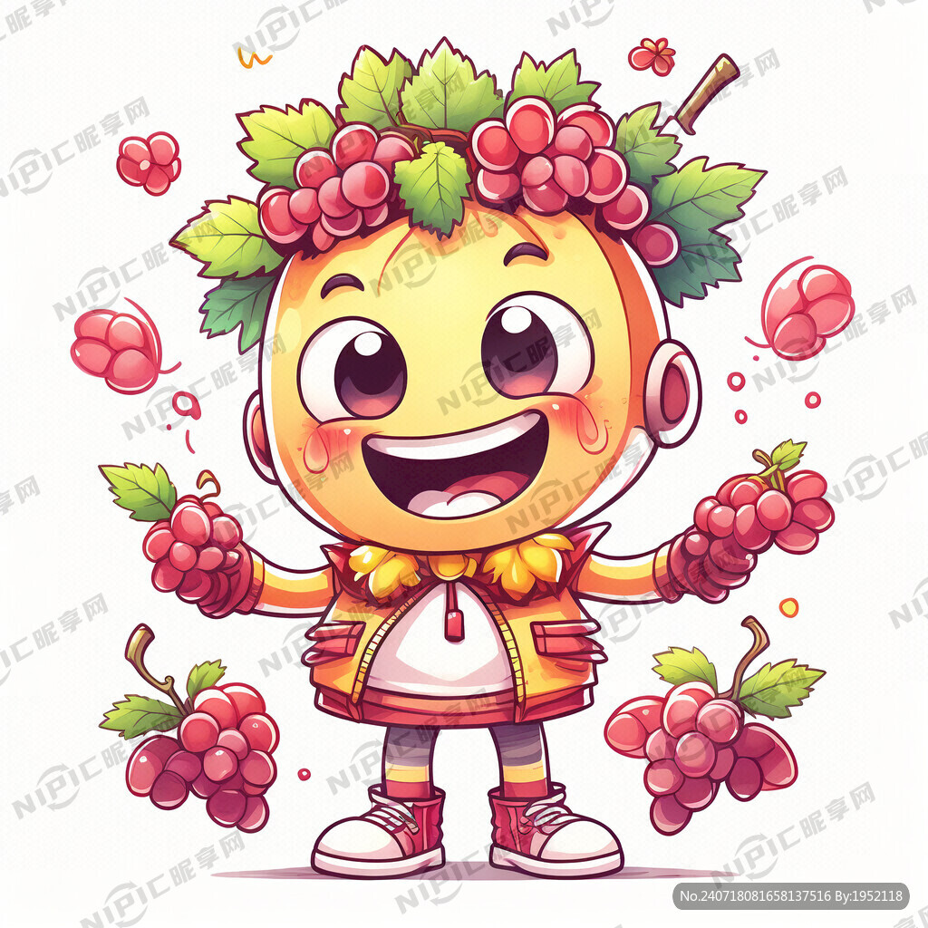 卡通人 葡萄元素 喜庆 可爱