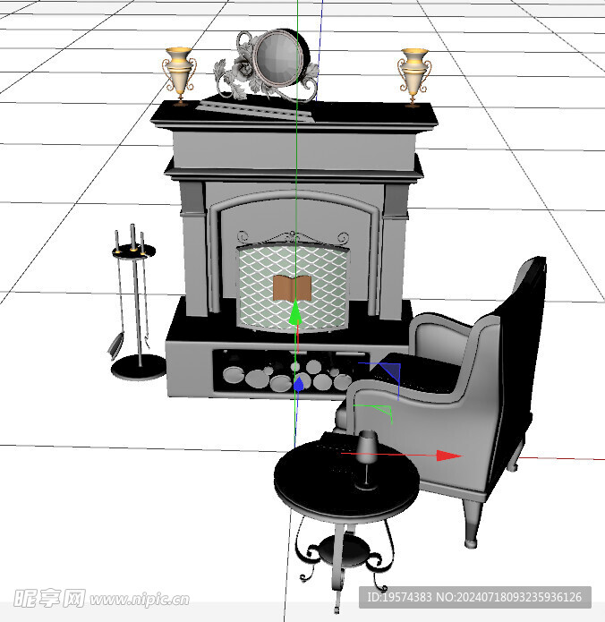 C4D模型 壁炉