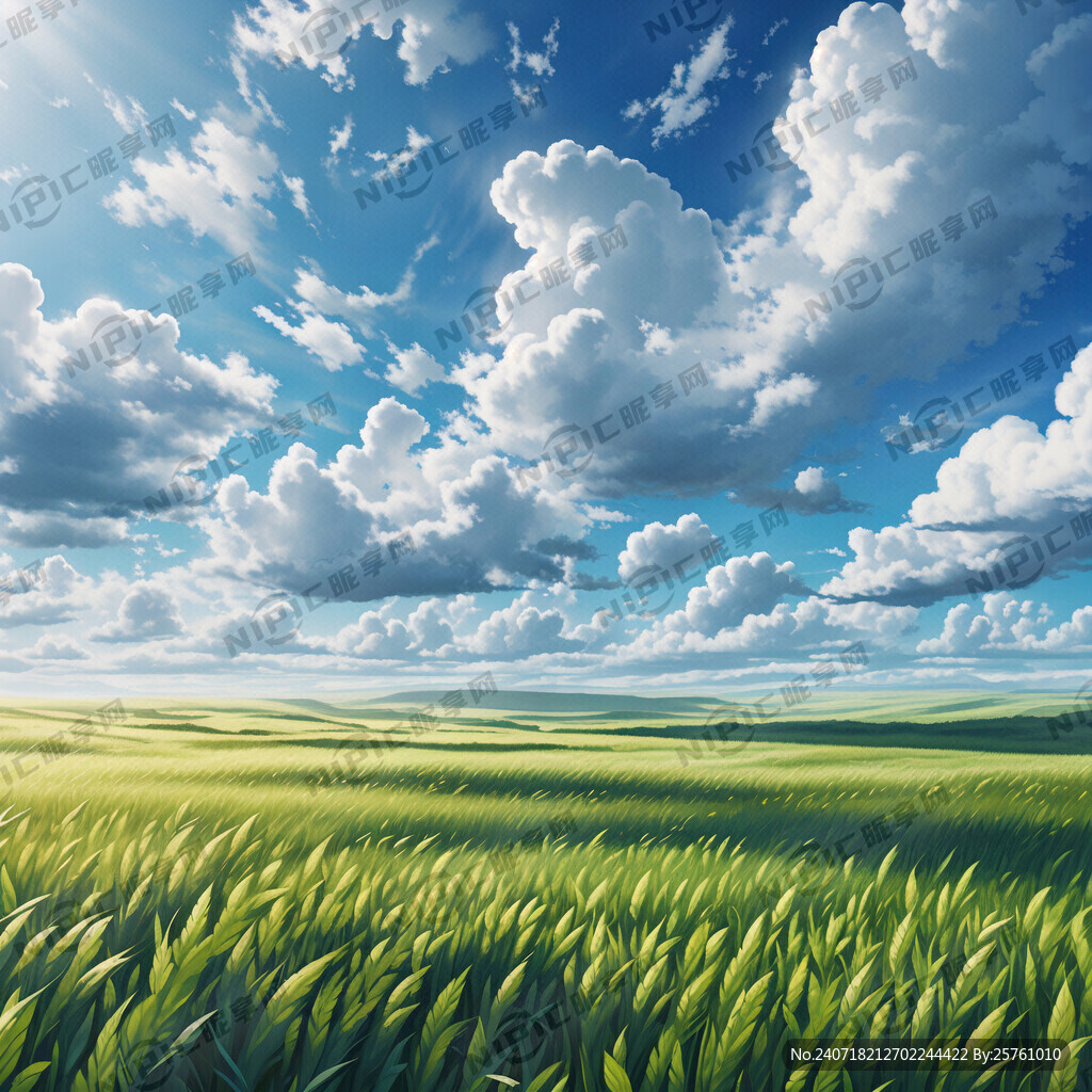 蓝天白云绿草地