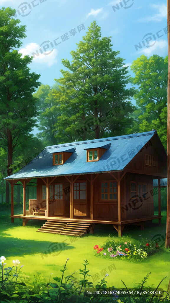 森林小镇 矮小的木屋