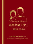 红色婚礼水牌