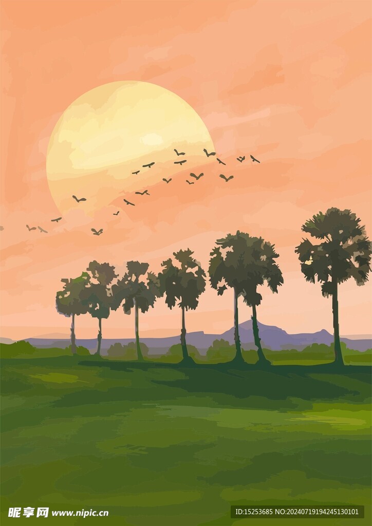 夕阳背景