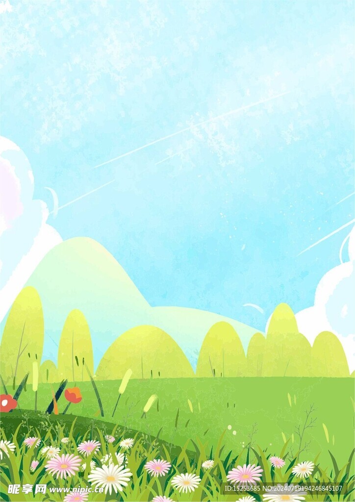 夏日花朵插画背景