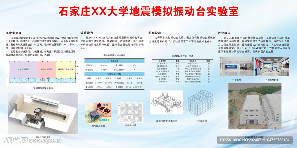 大学地震模拟振动台实验室展板