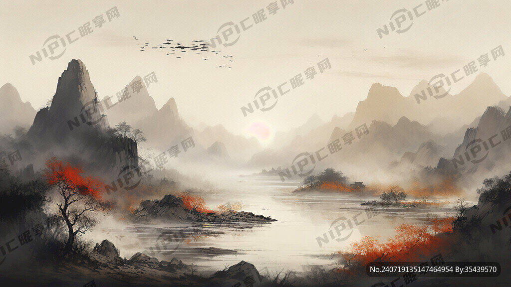 中国戈壁夕阳下风景