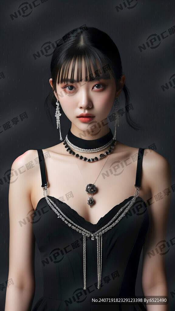 小众高级清冷感黑吊带模特 戒指