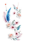手绘花朵羽毛