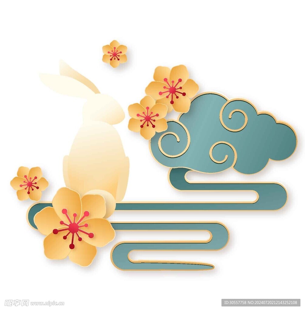 中秋节立体剪纸风
