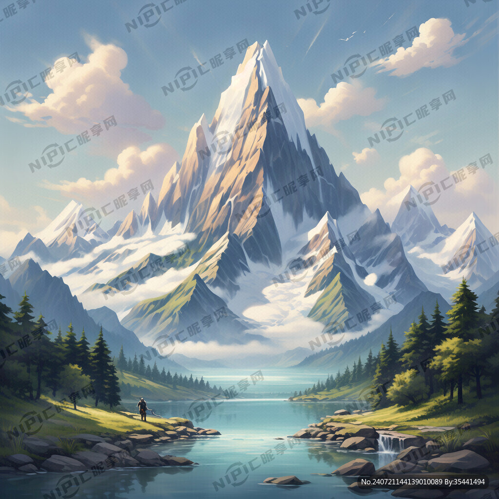 山 水 油画 浅色 清新 简约