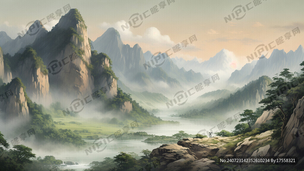 登山 背景山水 山水壮丽 绿色