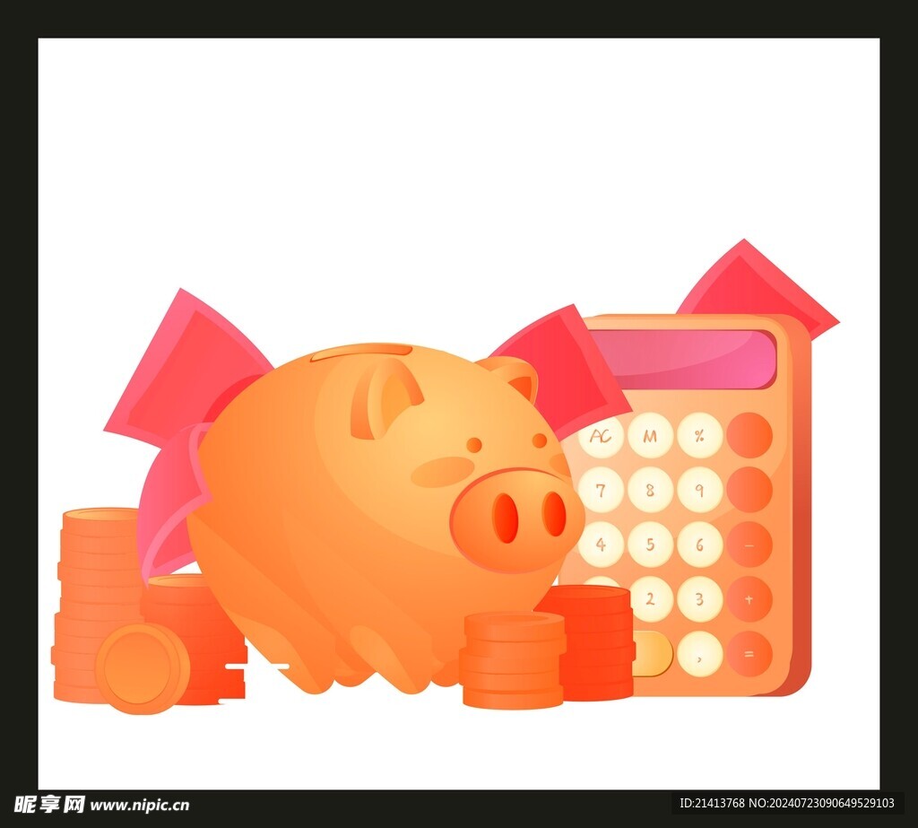 手绘金融货币 