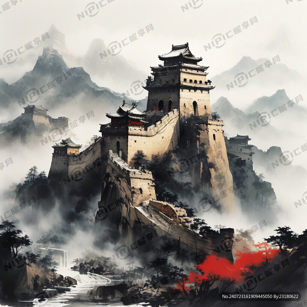 国画 长城