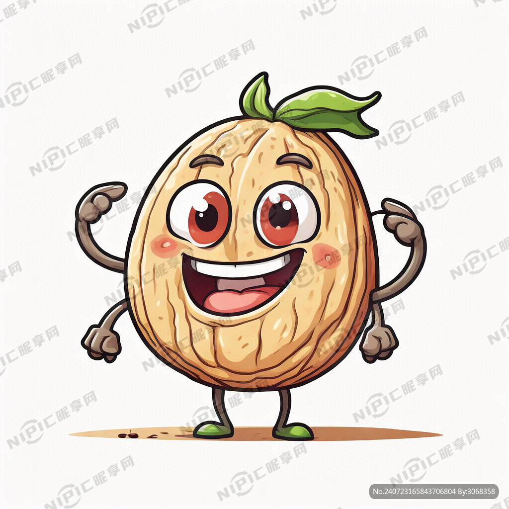 卡通拟人花生仁 质感 二次元