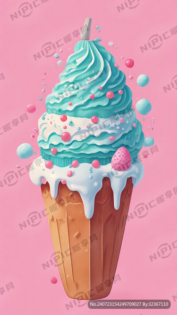 雪糕海报  夏天凉爽 冰块  