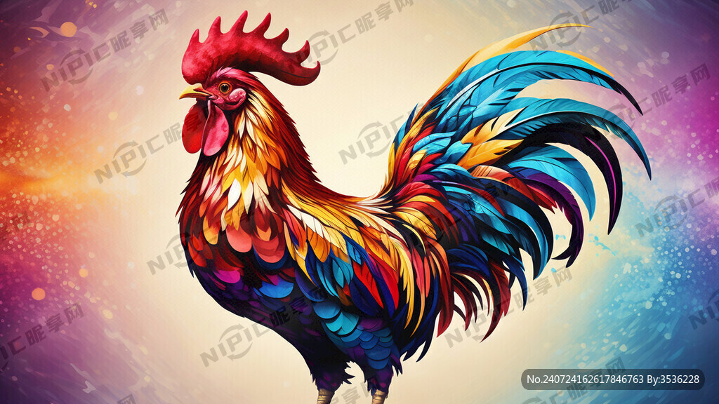 一只抽象的葡萄牙风格公鸡