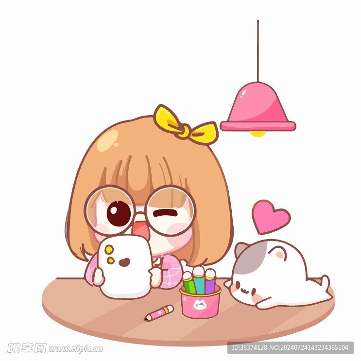 女孩和小猫
