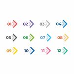 数字1到12 箭头 彩色 
