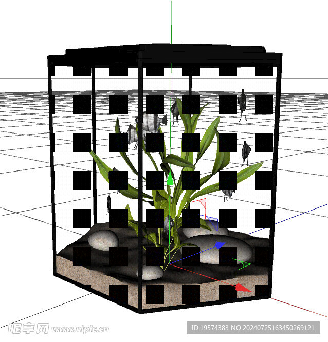 C4D模型 鱼缸 