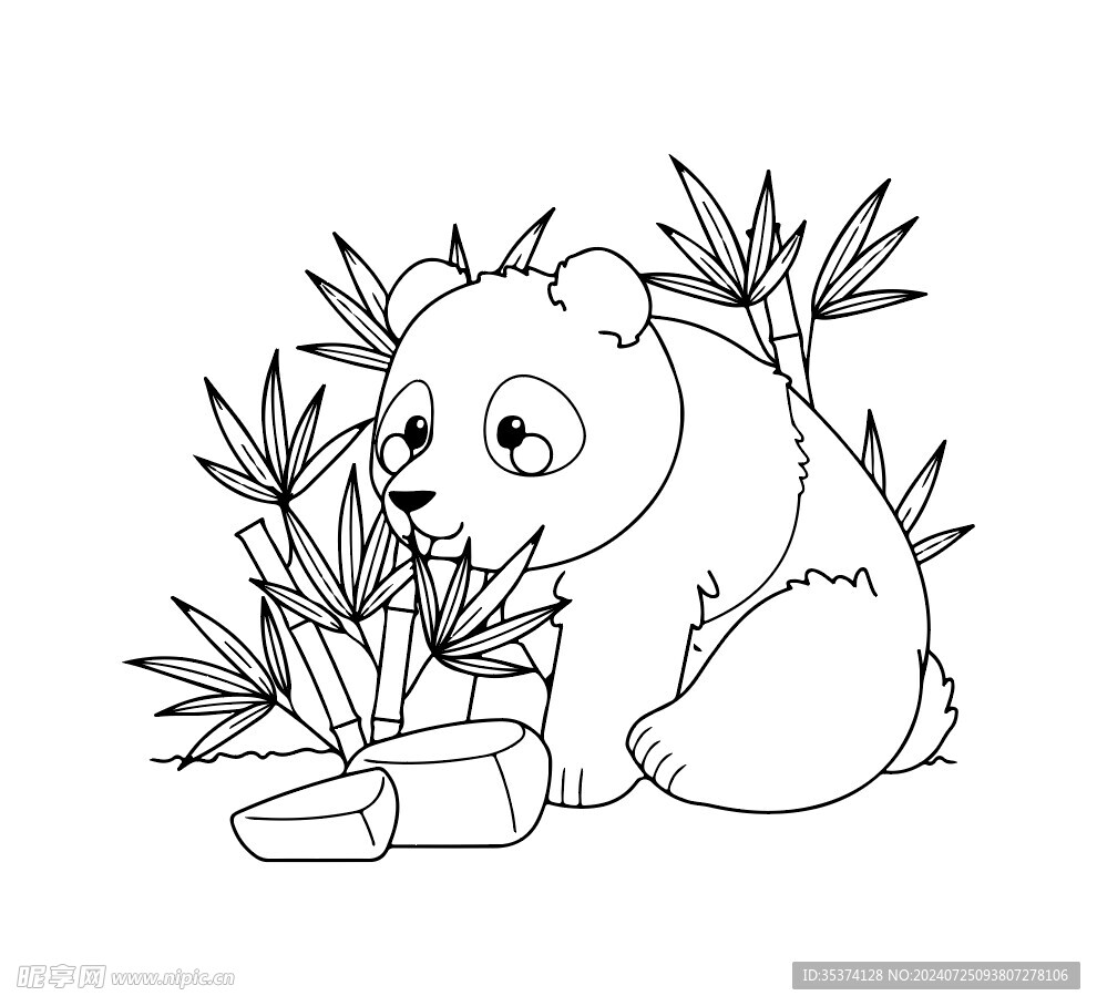熊猫线稿