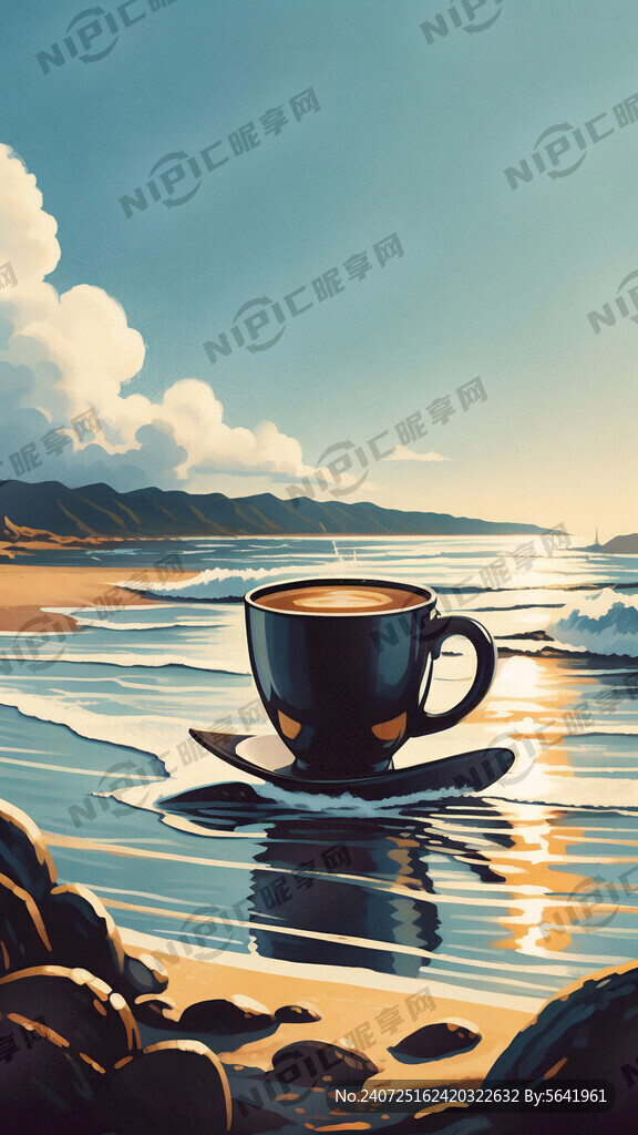 招商宣传海报 要有沙滩 咖啡