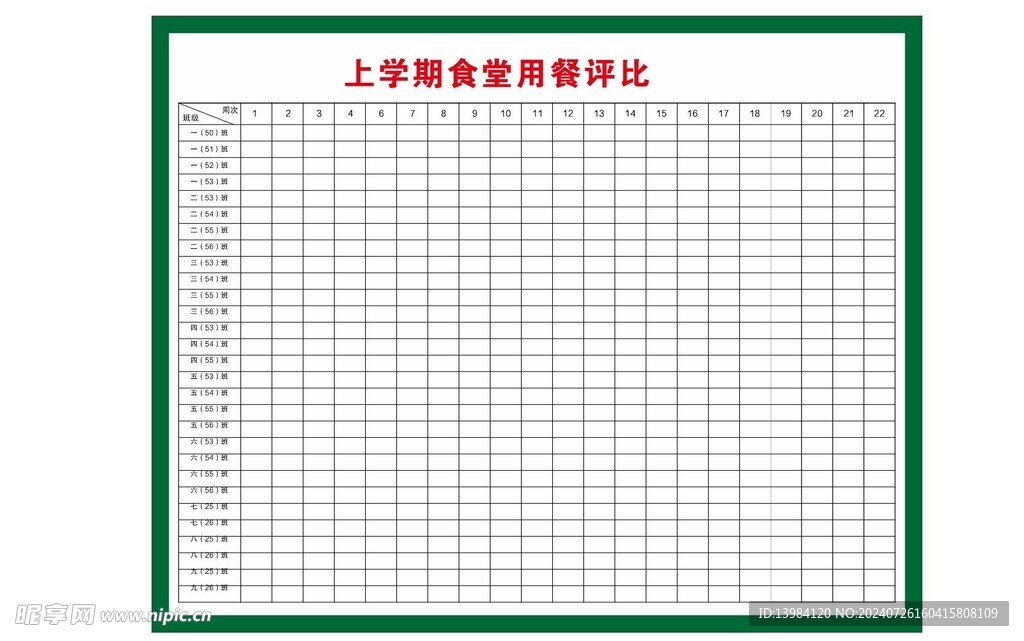 食堂用餐评比栏