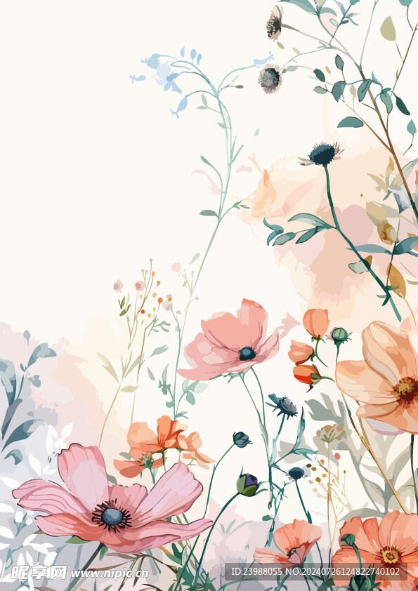 水彩花框