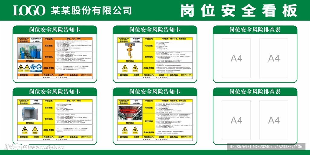 岗位安全风险管理看板