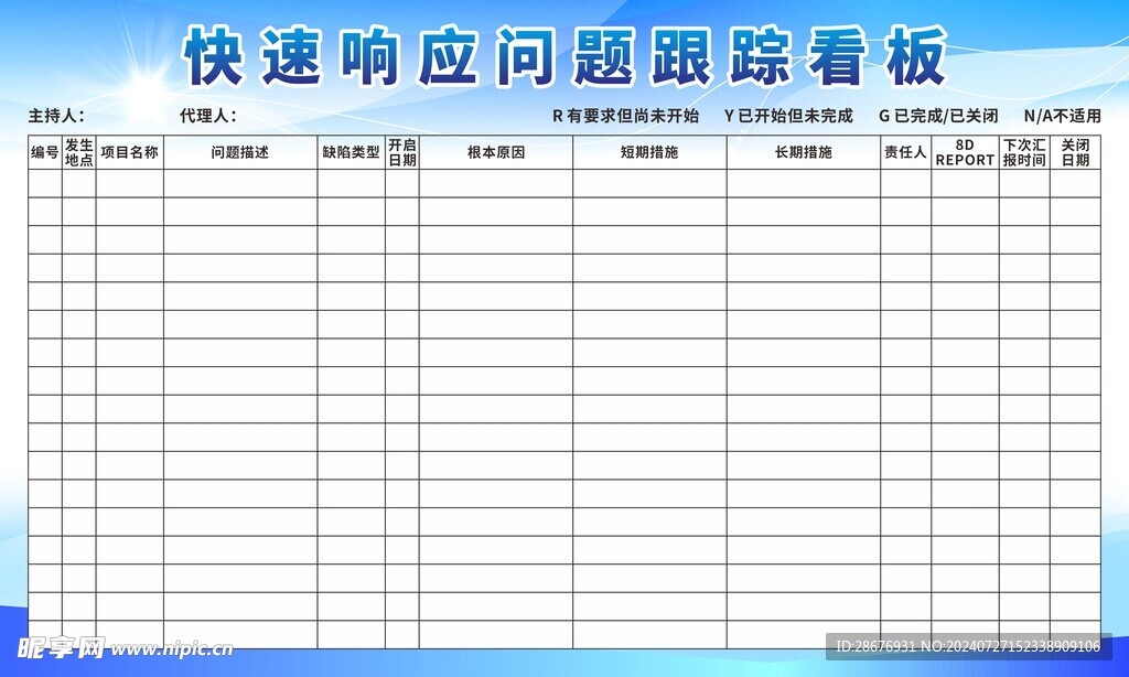 车间快速响应问题跟踪看板