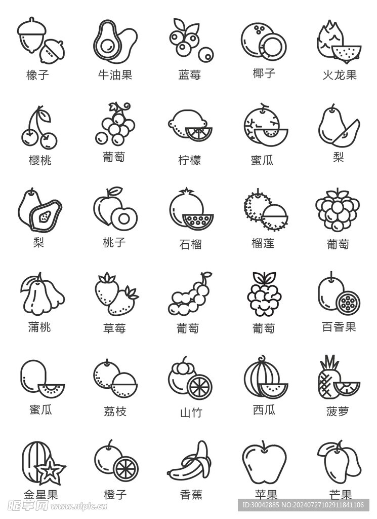 水果 线条 ICON