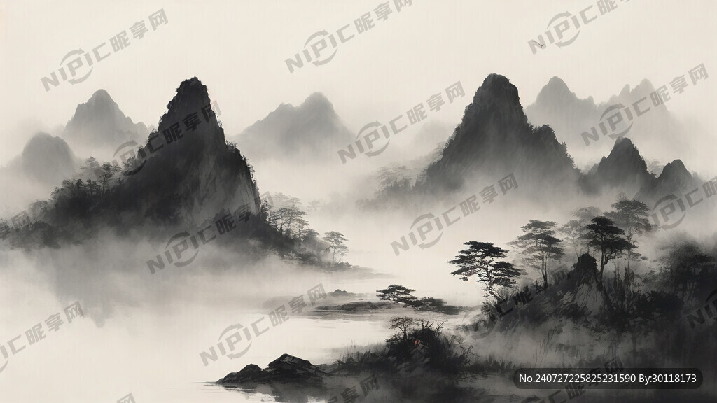 生成一幅90年代的中国山水画