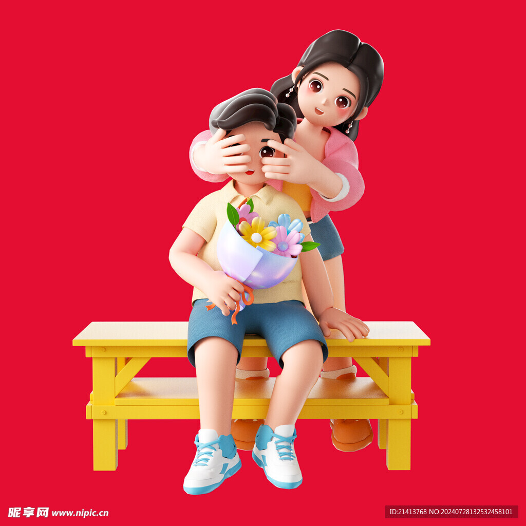 手绘情侣恋人
